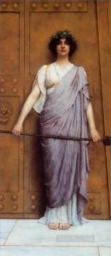 ジョン・ウィリアム・ゴッドワード Painting - 神殿の門 新古典主義の女性 ジョン・ウィリアム・ゴッドワード